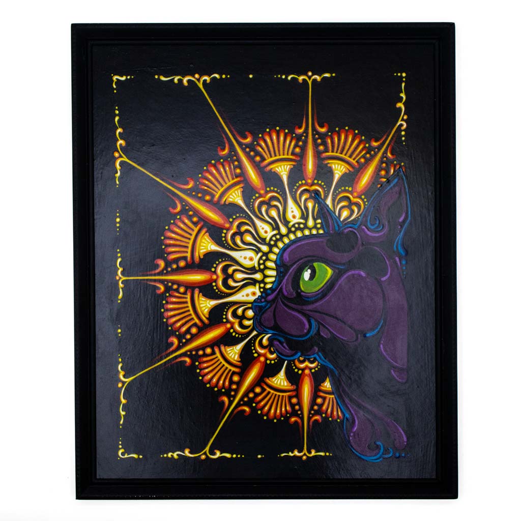Purple Warrior - Original Cat Painting