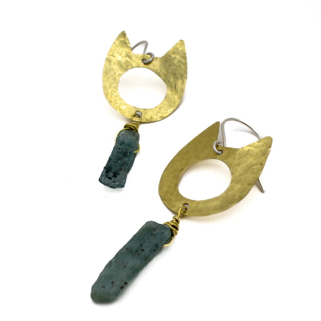 Kyanite Cat Faces - Earrings