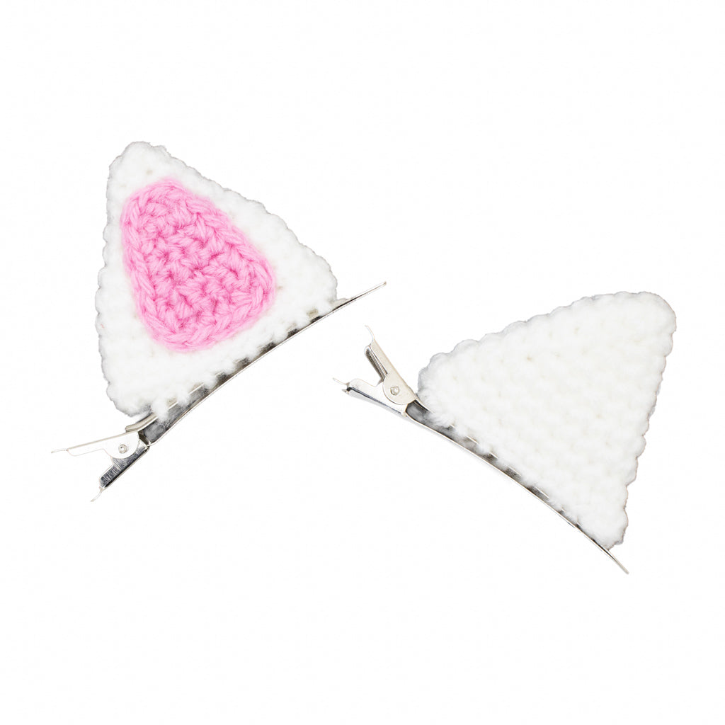 White Cat Ears - Hair Clips
