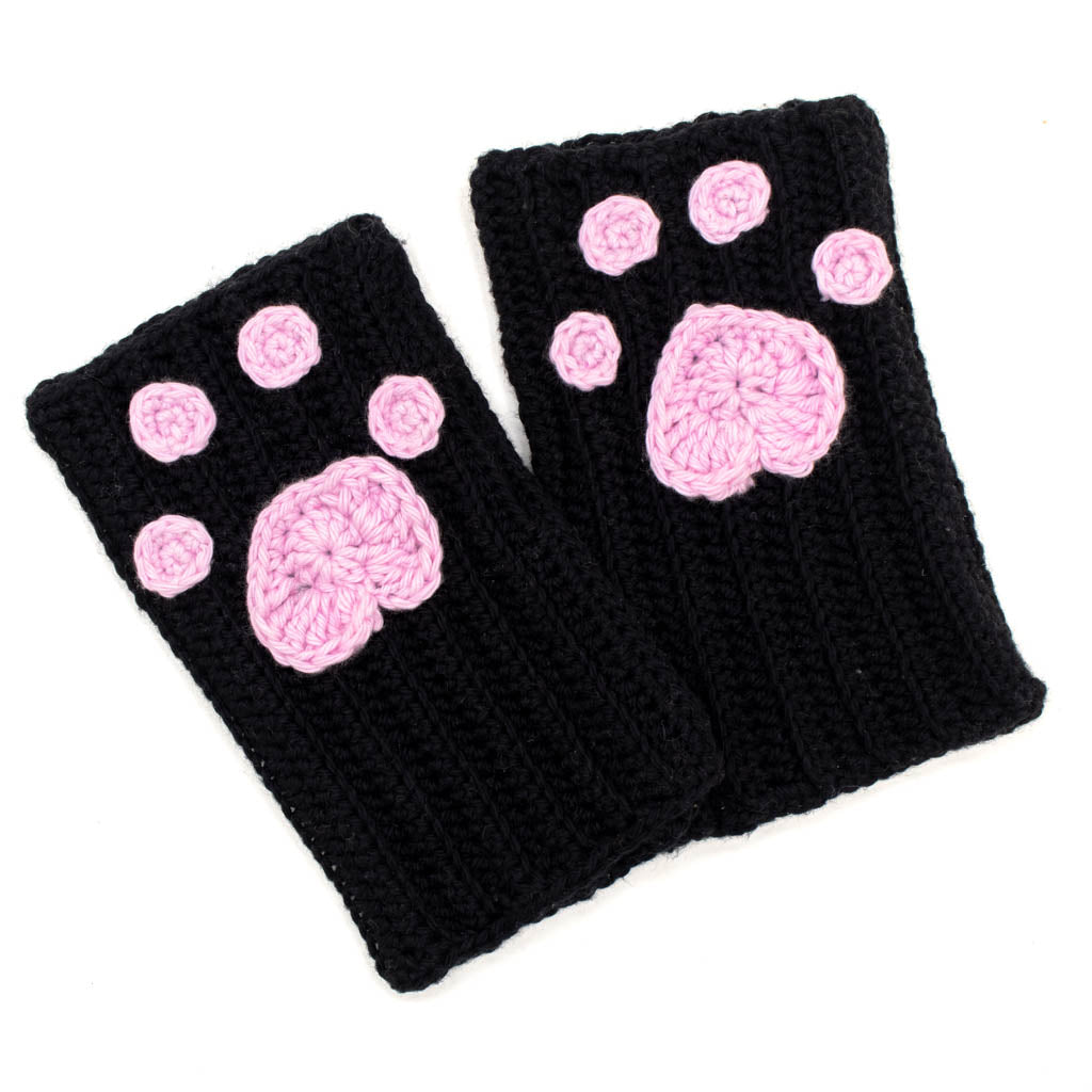 Black Cat Paws - Knitted Gloves