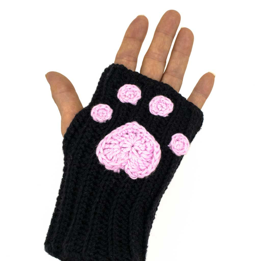 Black Cat Paws - Knitted Gloves