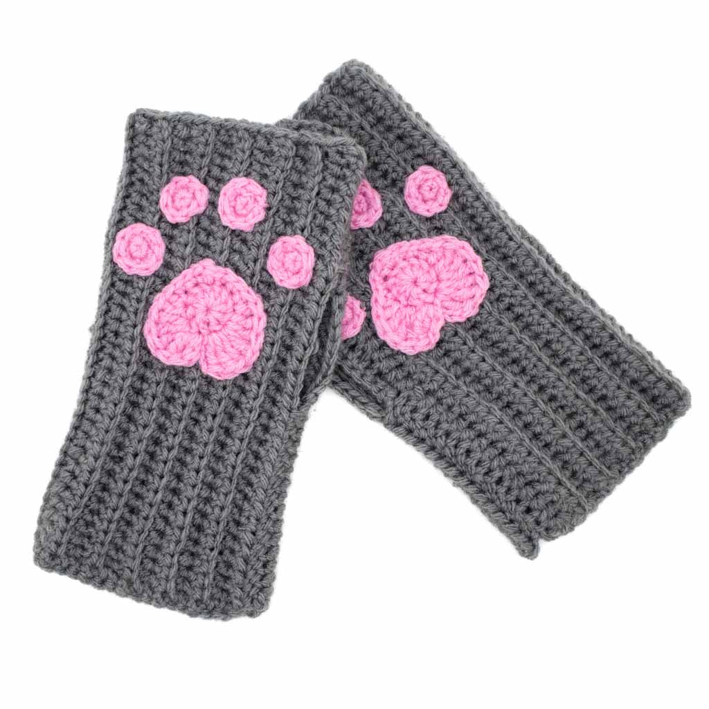 Grey Cat Paws - Knitted Gloves