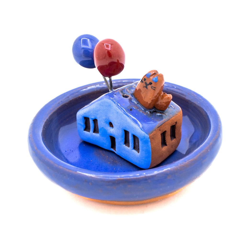 Blue Cat-Sitta Balloons - Ceramic Incense Burner