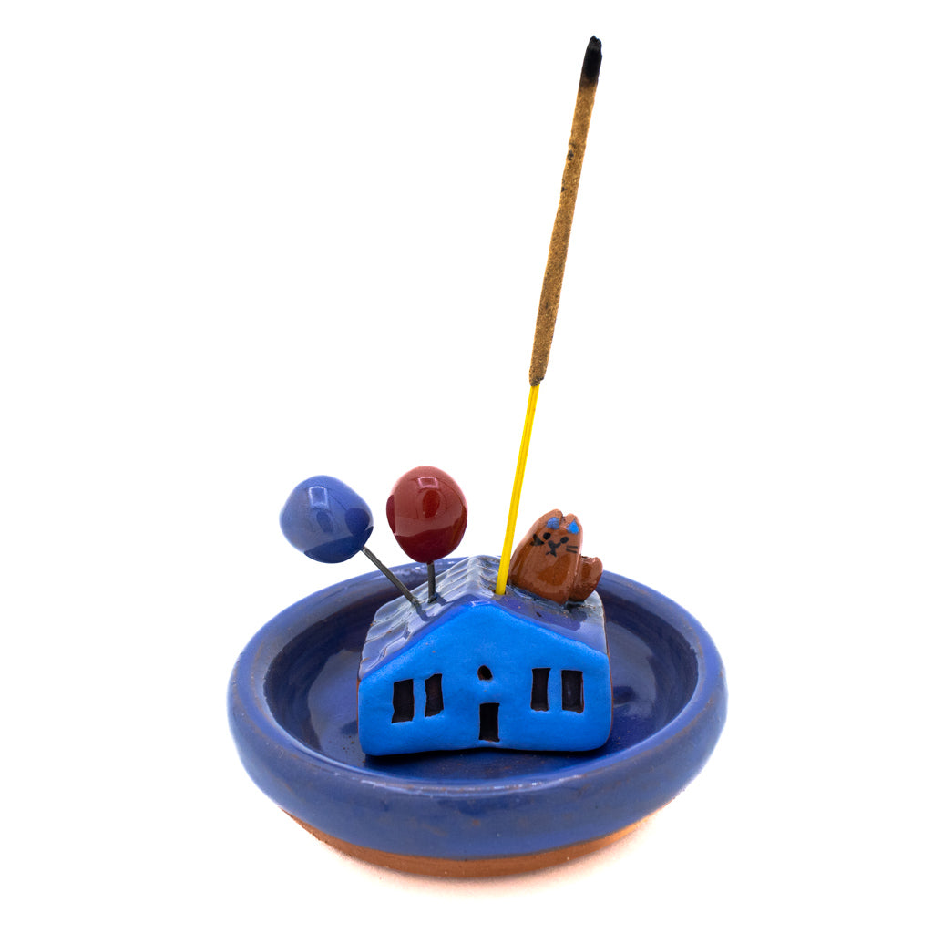 Blue Cat-Sitta Balloons - Ceramic Incense Burner