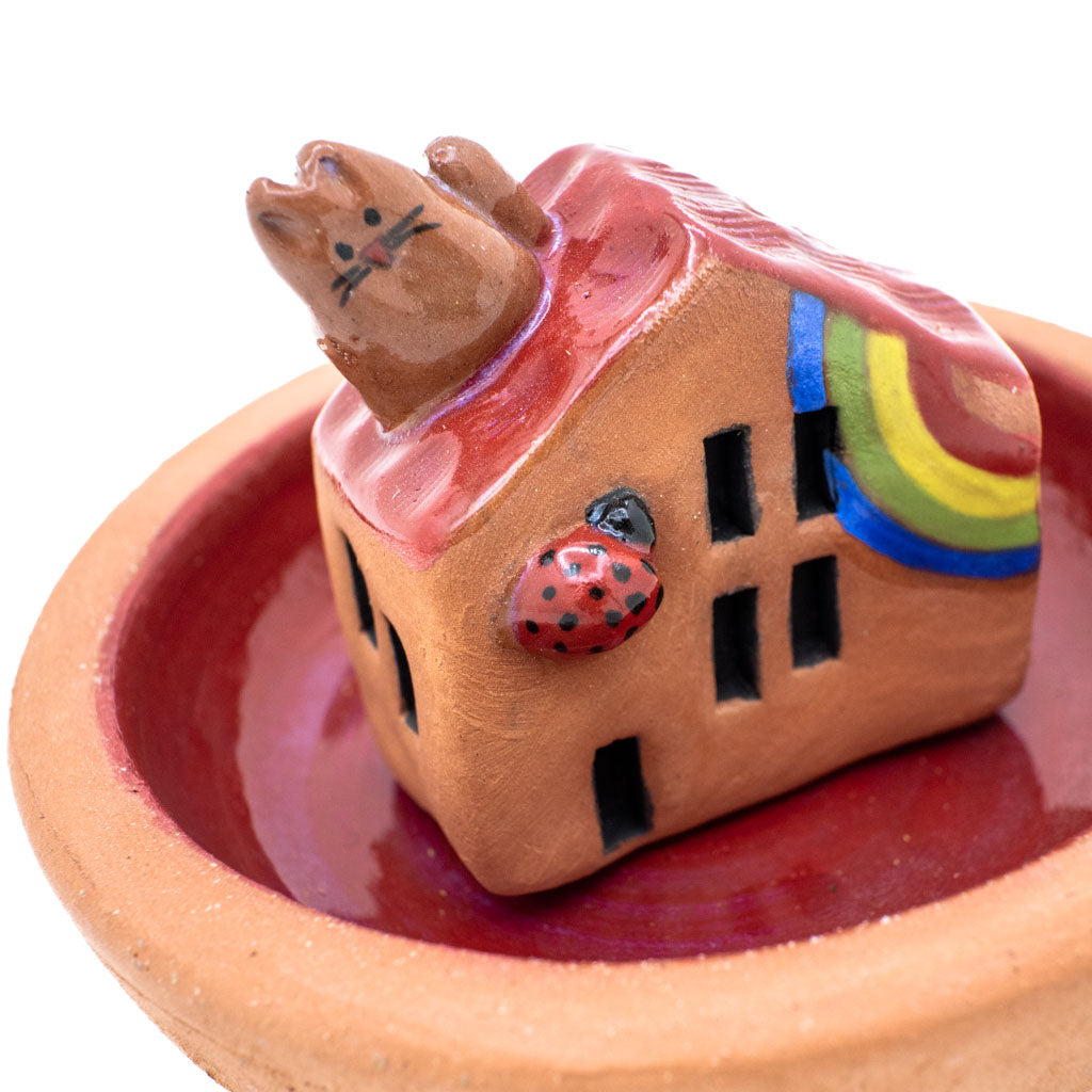 Red Cat-Sitta Rainbow - Ceramic Incense Burner