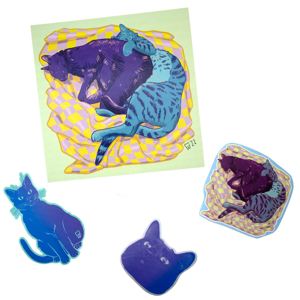 Cuddle Kitties - Art Print + Stickers