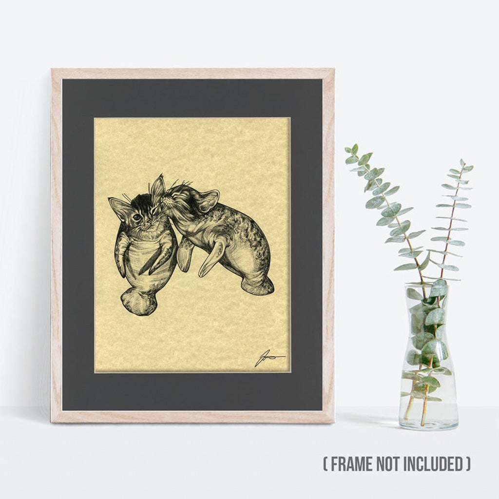 Manakittens Parchment Print