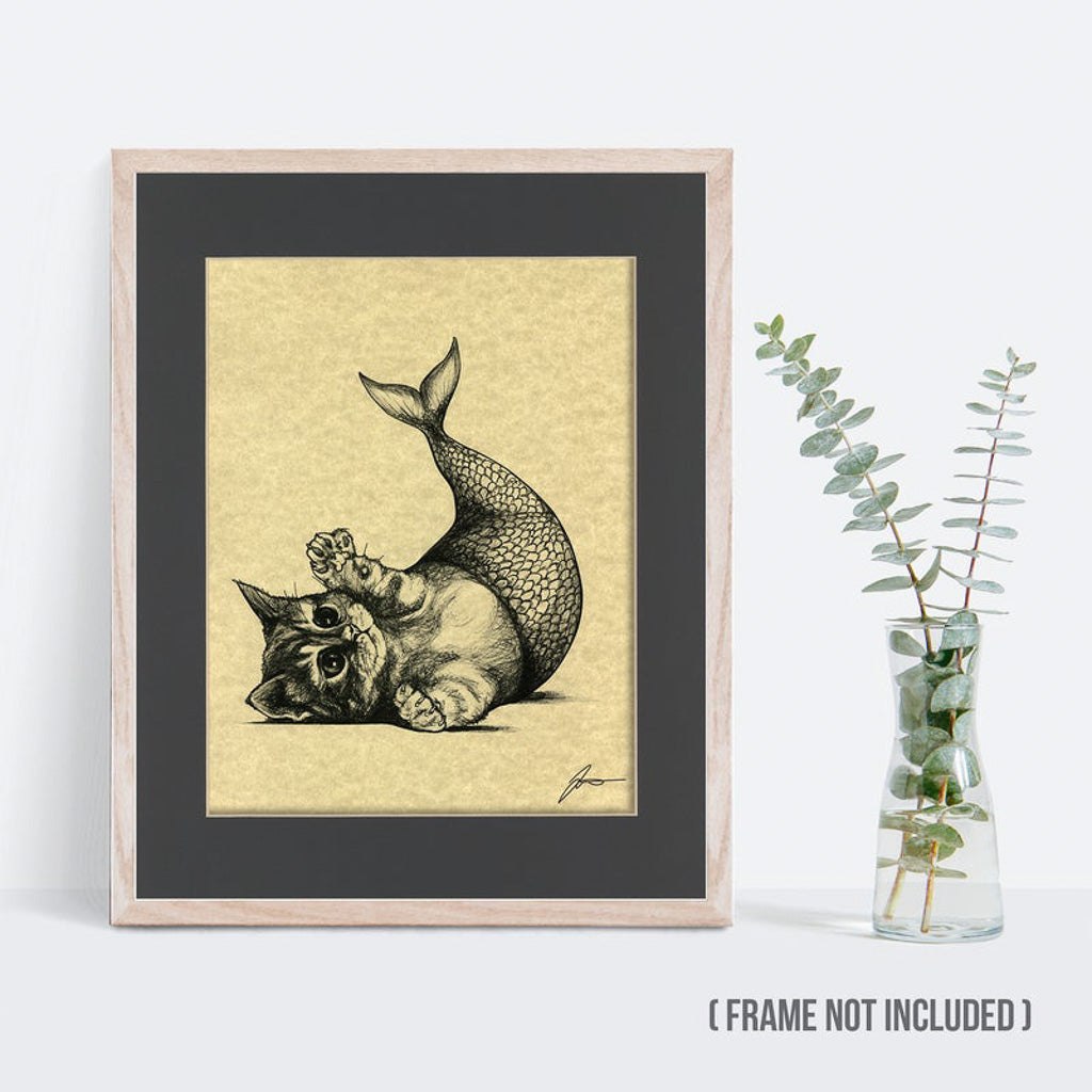 Purrmaid Parchment Print