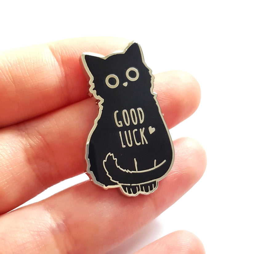 Black Cat Good Luck - Enamel Pin