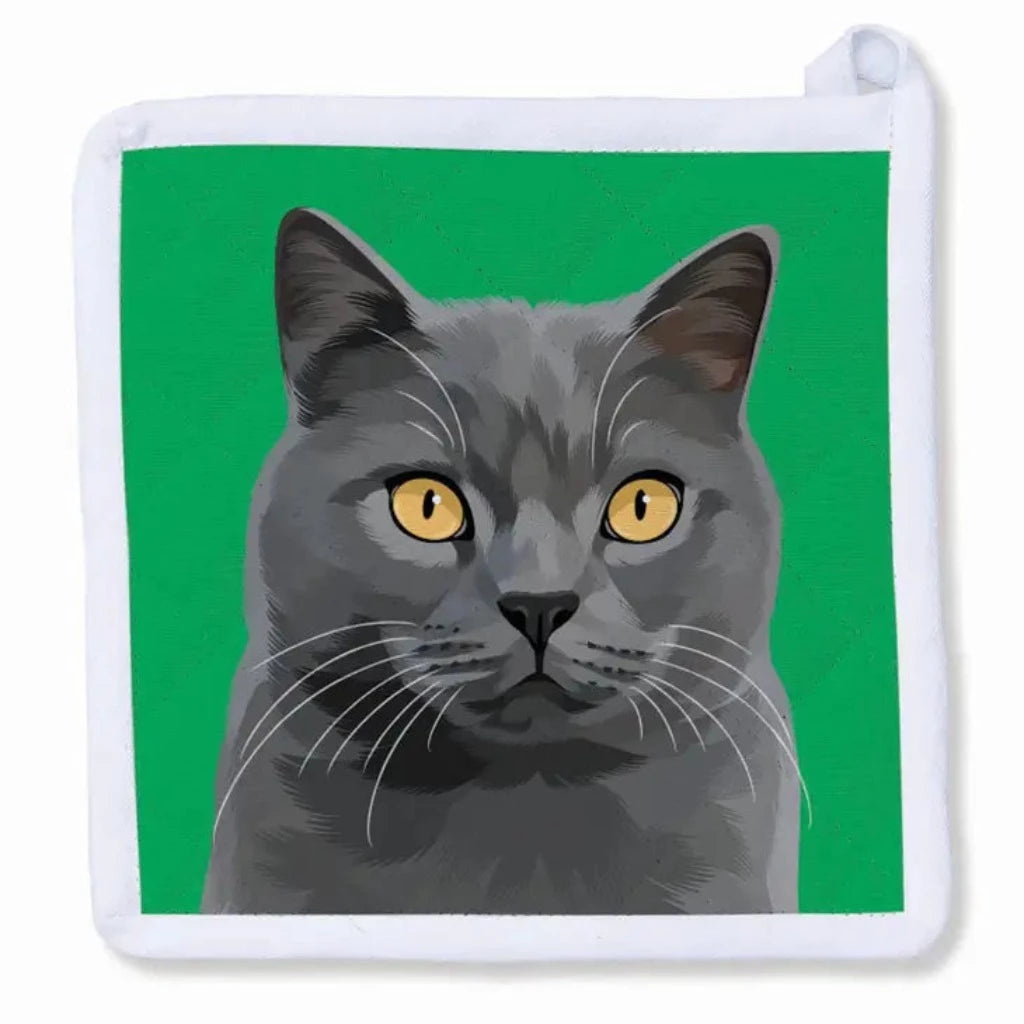 Russian Blue Gray Kitty Cat - Potholder