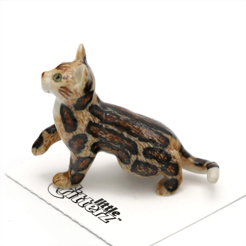 Spirit Marble Bengal Kitten - Porcelain Miniature Figurine