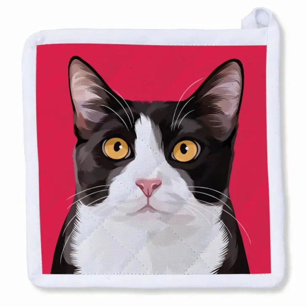 Tuxedo Black and White Cat - Potholder